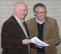 The Rev Paul Hoey, left, interviews the Rev Andrew Cowley at the start of the seminar.